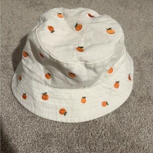 Zara Girls Orange Embroidered Kids Bucket Hat 🍊 Size 3 50cm